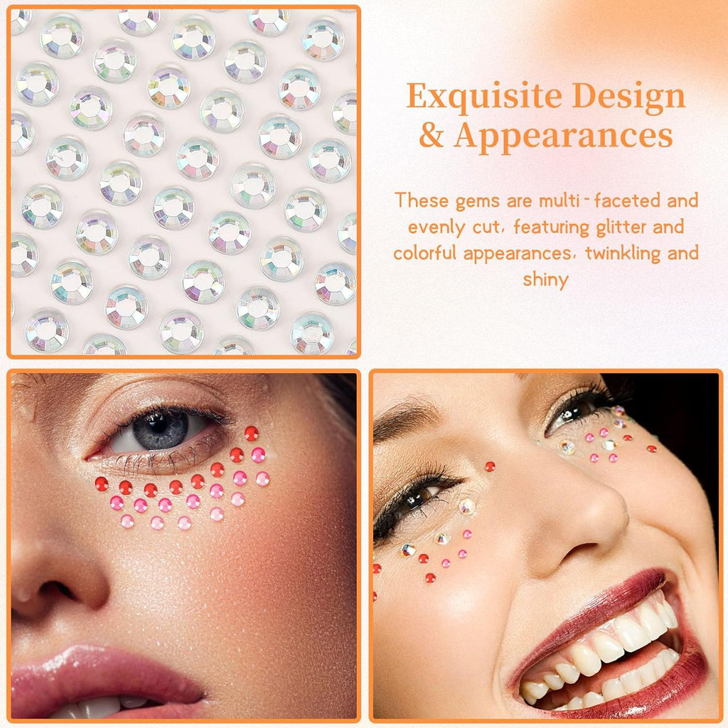 Glowing gemstones with close-up examples on a face, highlighting their sparkling appearance.