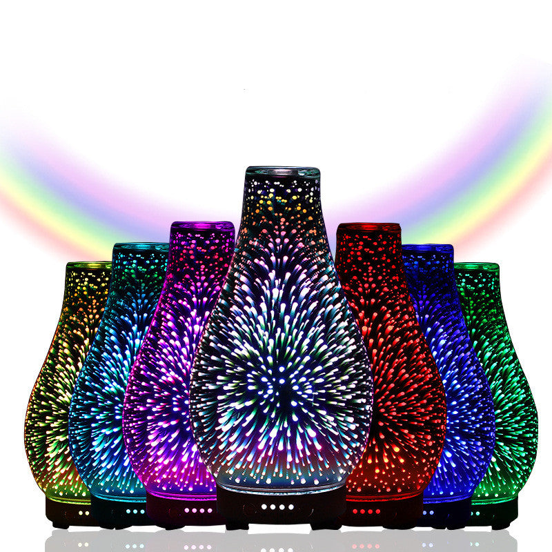 Colorful LED vases with a rainbow effect on a white background
