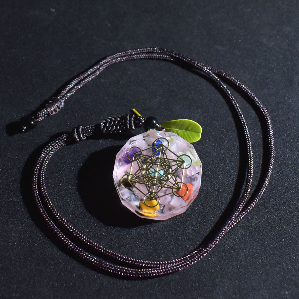 Necklace with a crystal pendant on a dark background