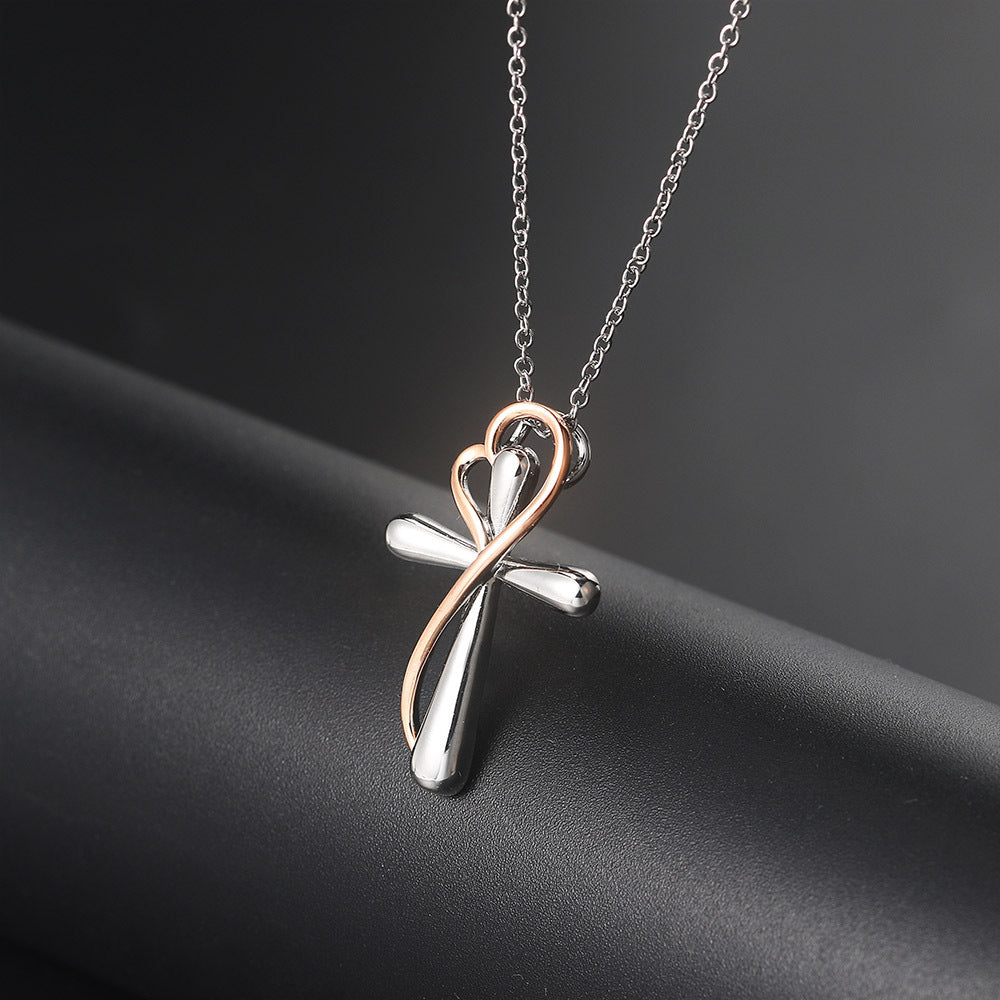 Necklace with a cross pendant on a dark background