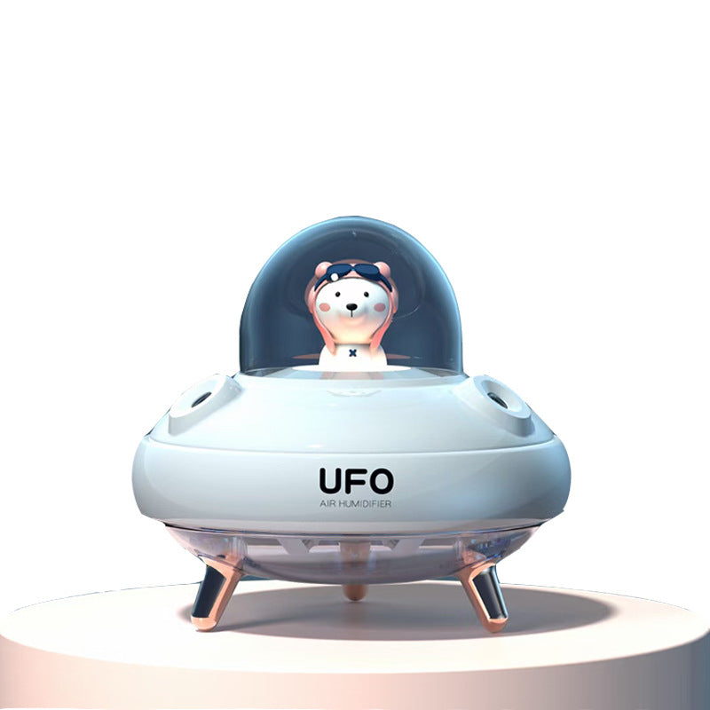 UFO-shaped air humidifier with a cartoon bear design on a white background