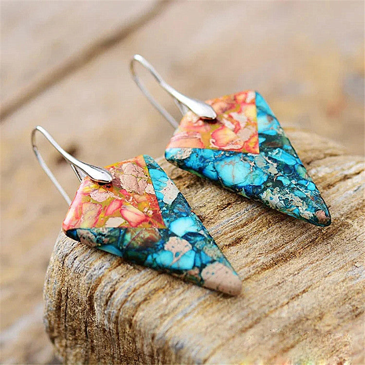 New Colorful Imperial Stone Earrings Geometric Irregular Drop Earrings