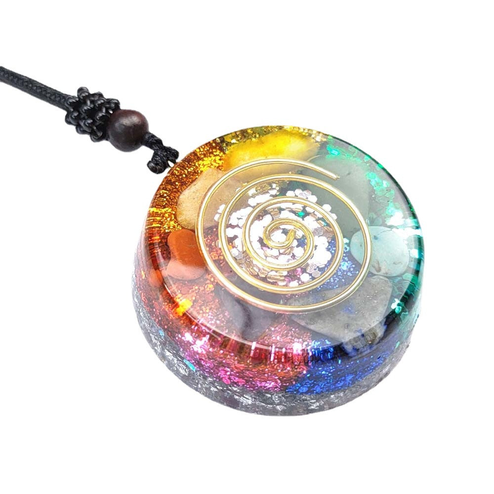 Colorful spiral pendant on a white background