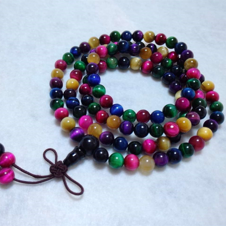 Multicolored beaded bracelet on a white background