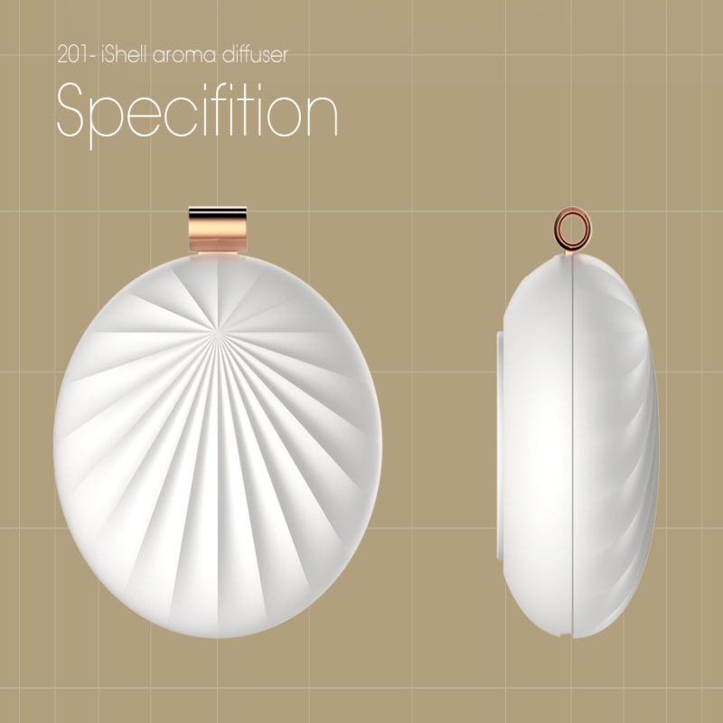 Two white aroma diffusers with gold accents on a beige background