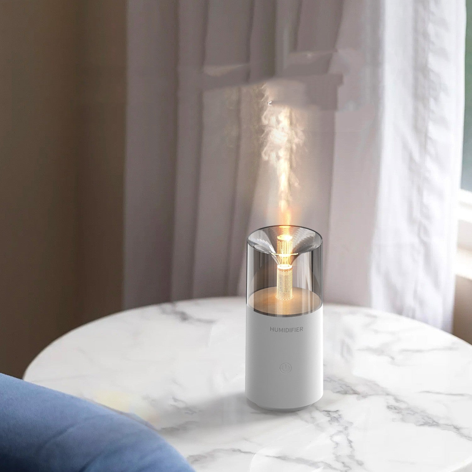 Modern lamp on a marble surface with soft lighting