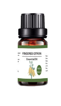 Fingered Citron essential oil bottle with a green label on a white background