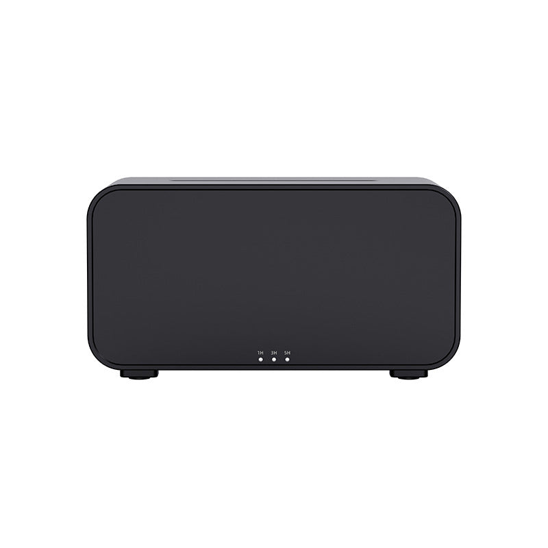 Black rectangular device on a white background