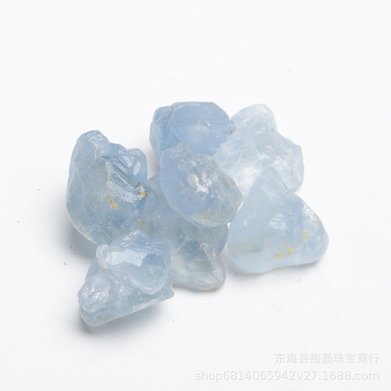Blue crystal stones on a white background