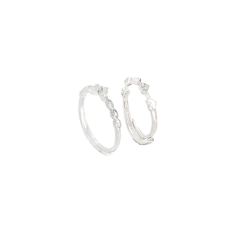 Minimalist Silver Zircon Ring – Adjustable Open Band for Everyday Elegance