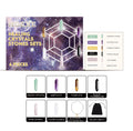 HOEXE Healing Crystals Stones Set packaging with crystal illustrations and product details.