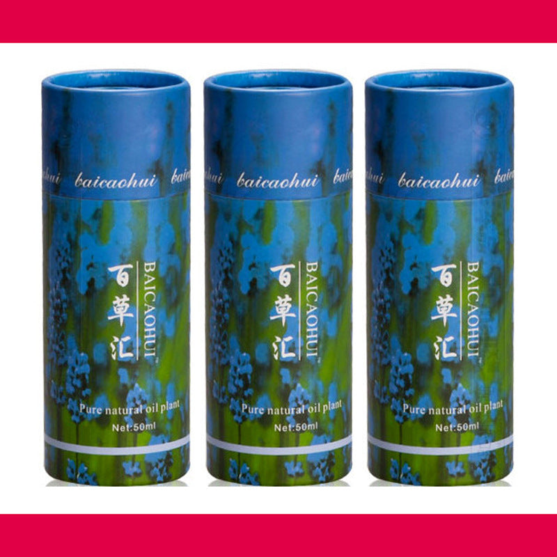 Three blue cylindrical containers with green patterns and text on a white background