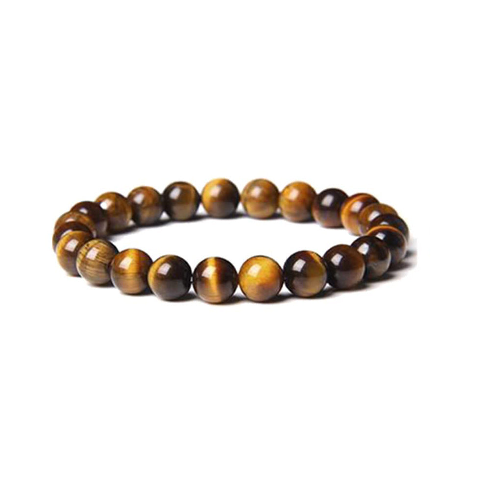 Brown beaded bracelet on a white background