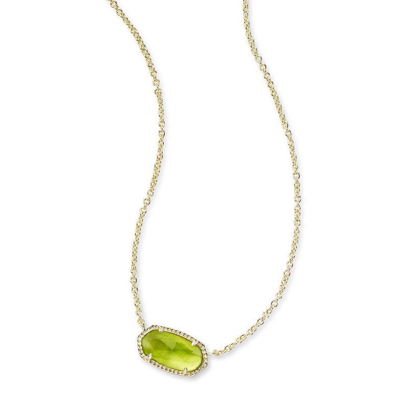 Necklace with a green pendant on a white background