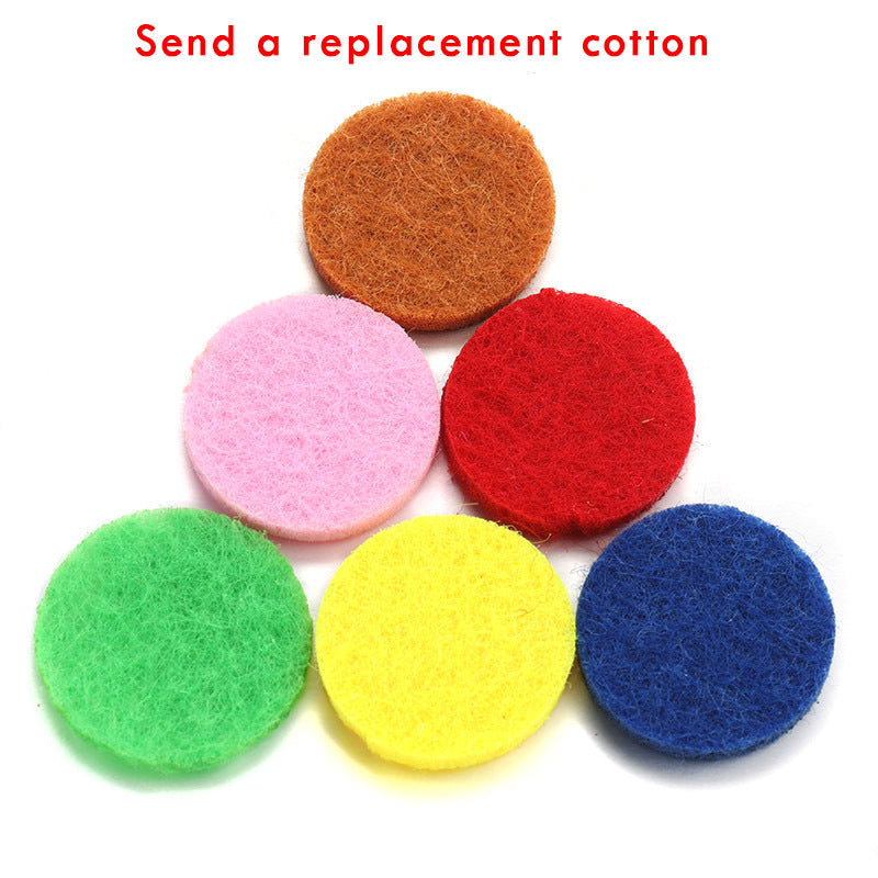 Set of colorful round felt pads on a white background with text 'Send a replacement cotton'.