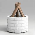 White cylindrical container with wooden sticks on a gray background