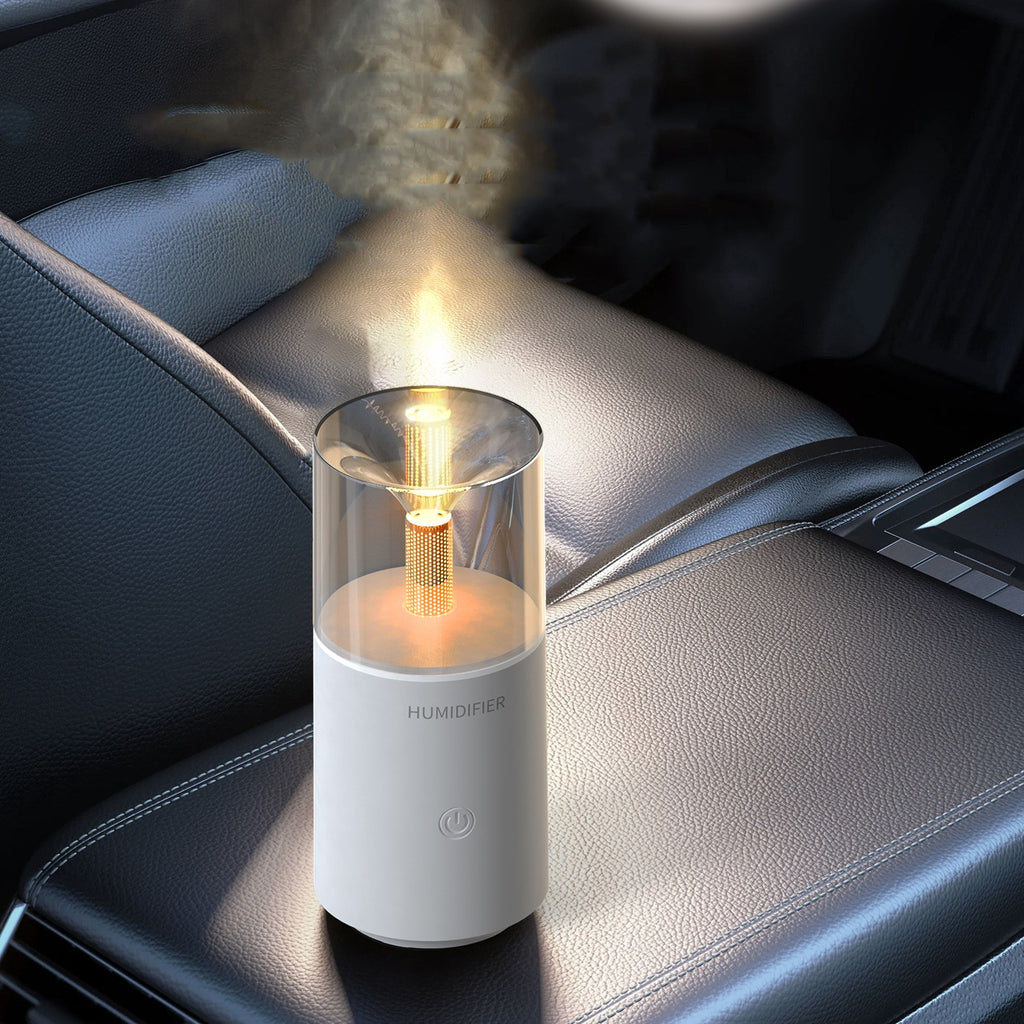 Humidifier emitting mist on a car seat