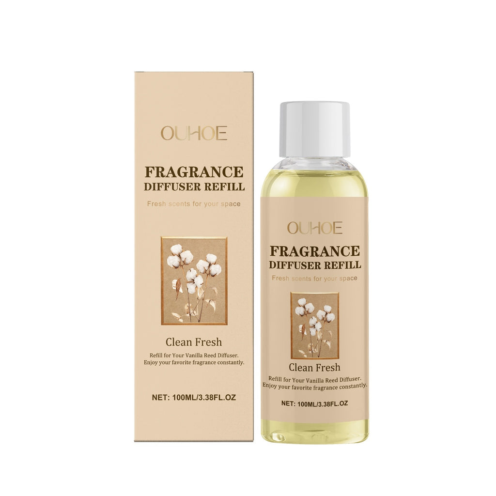 Oluce fragrance diffuser refill bottle and packaging on a white background
