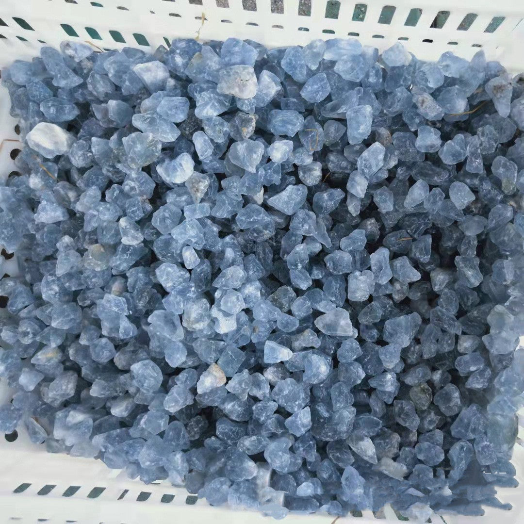 Basket filled with blue stone chips