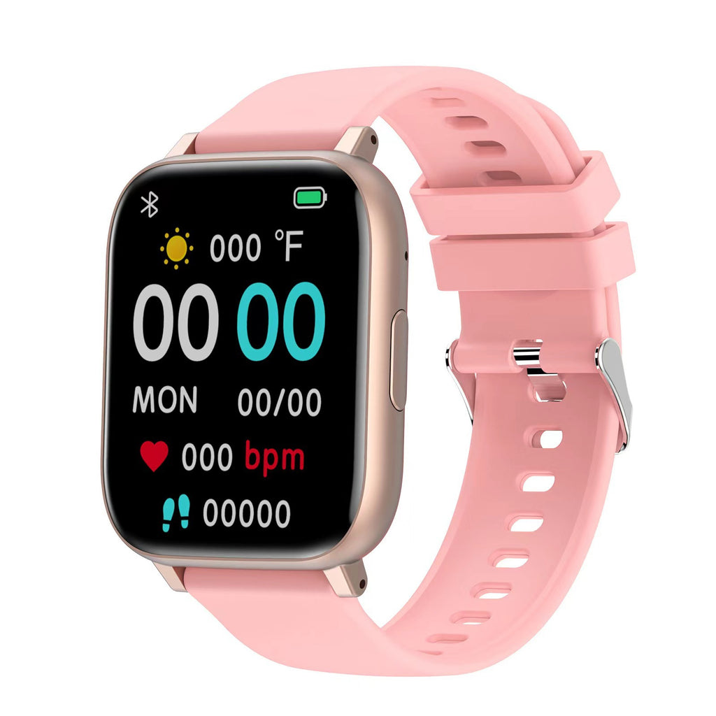 Smartwatch with a pink band on a white background