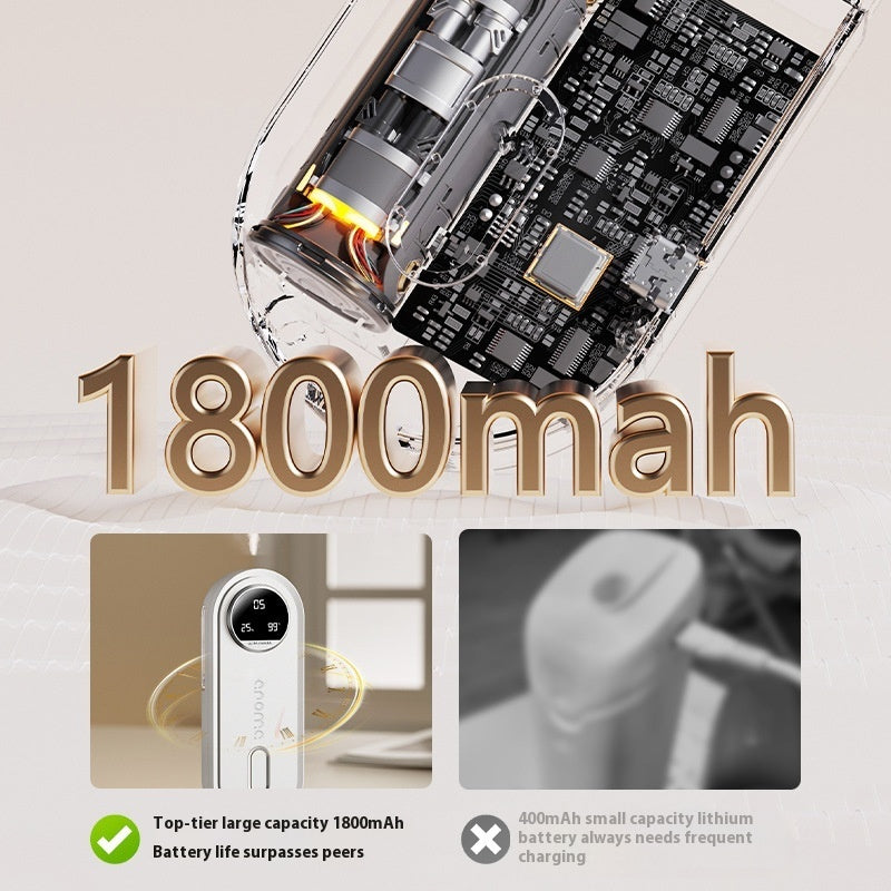 Close-up of electronic device with '1800mAh' text and additional product images below.