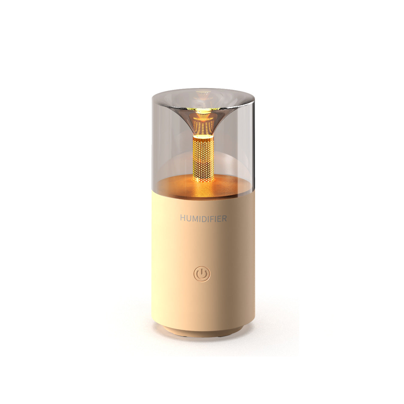 Gold humidifier with clear top on a white background