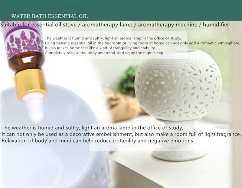 Aromatherapy essential oil bottle and diffuser with text on a light background