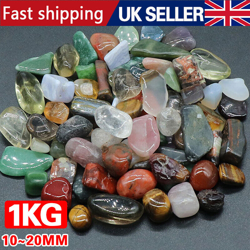 Assorted colored stones with 'Fast shipping' and 'UK Seller' text on a dark background