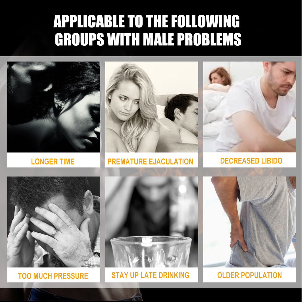 Collage of images with text labels for male health issues.