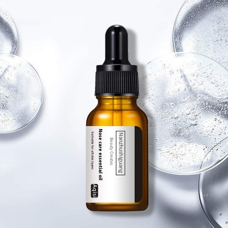 Brown glass bottle with dropper on a light gray background