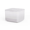 White rectangular container with lid on a white background
