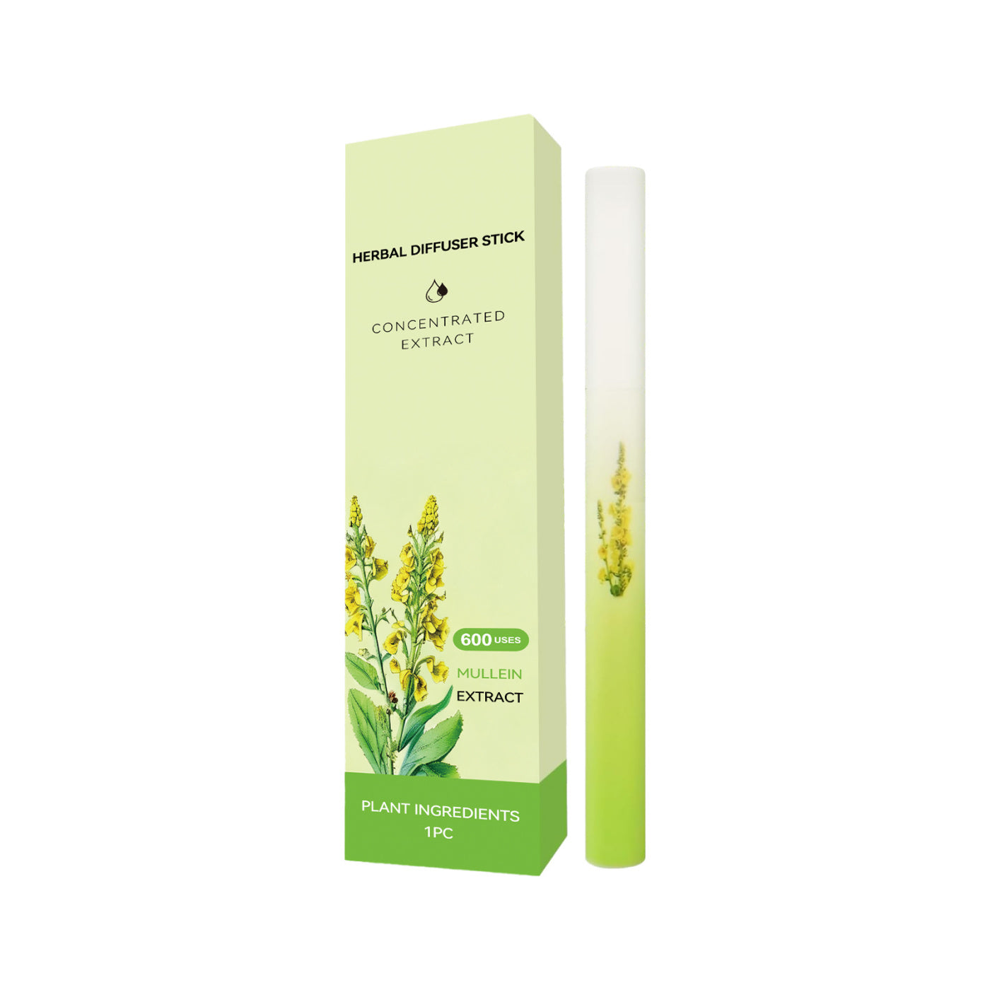 Herbal diffuser stick with packaging on a white background