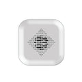 White square speaker with a pattern on a white background
