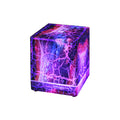 Colorful cube with a marble-like pattern on a white background