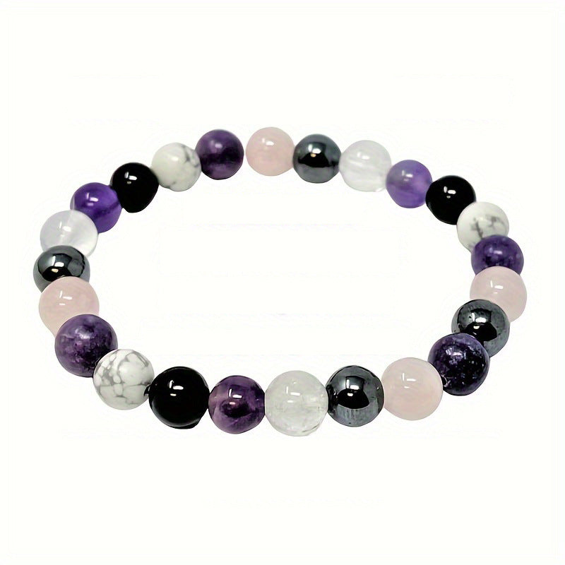 Multicolored beaded bracelet on a white background