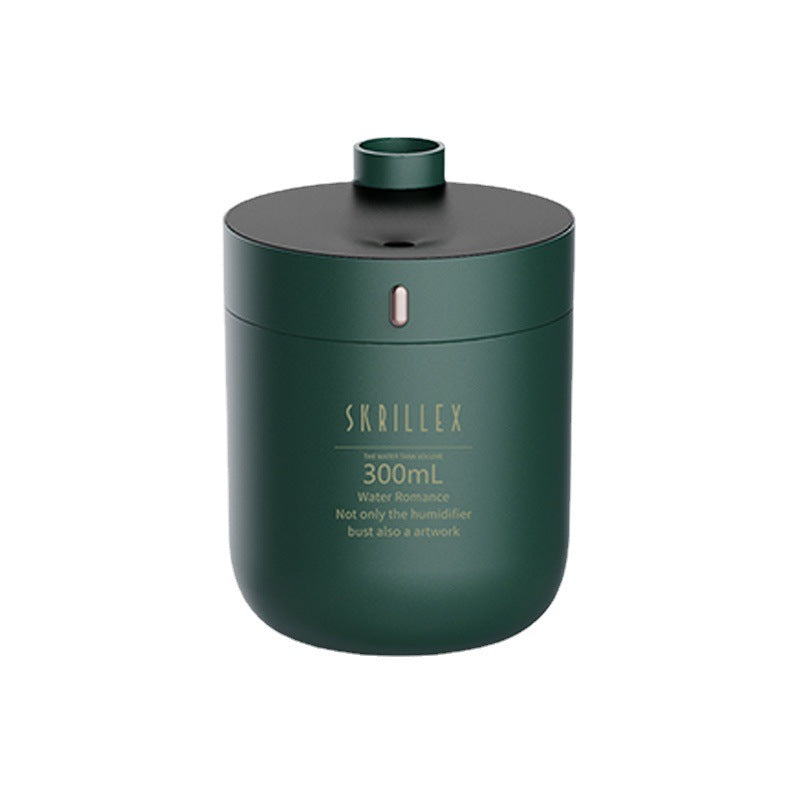 Green Skrillex humidifier with 300mL capacity on a white background