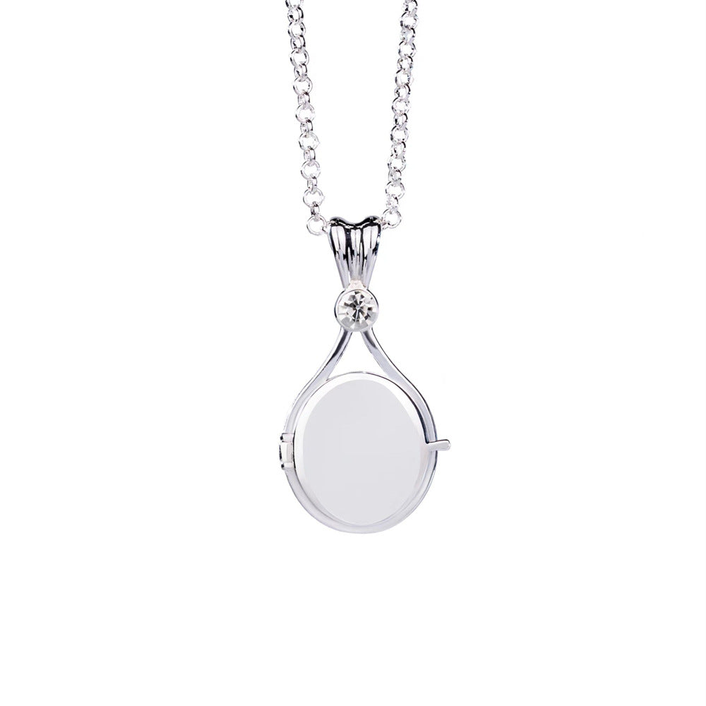 Silver pendant necklace on a white background
