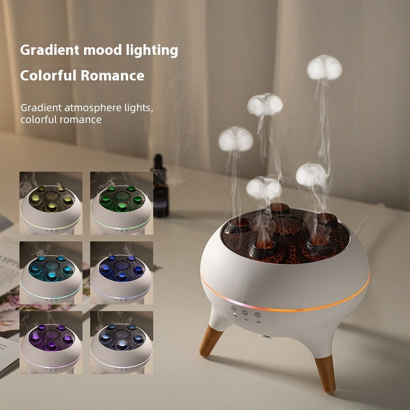 Decorative lamp with gradient mood lighting on a table.