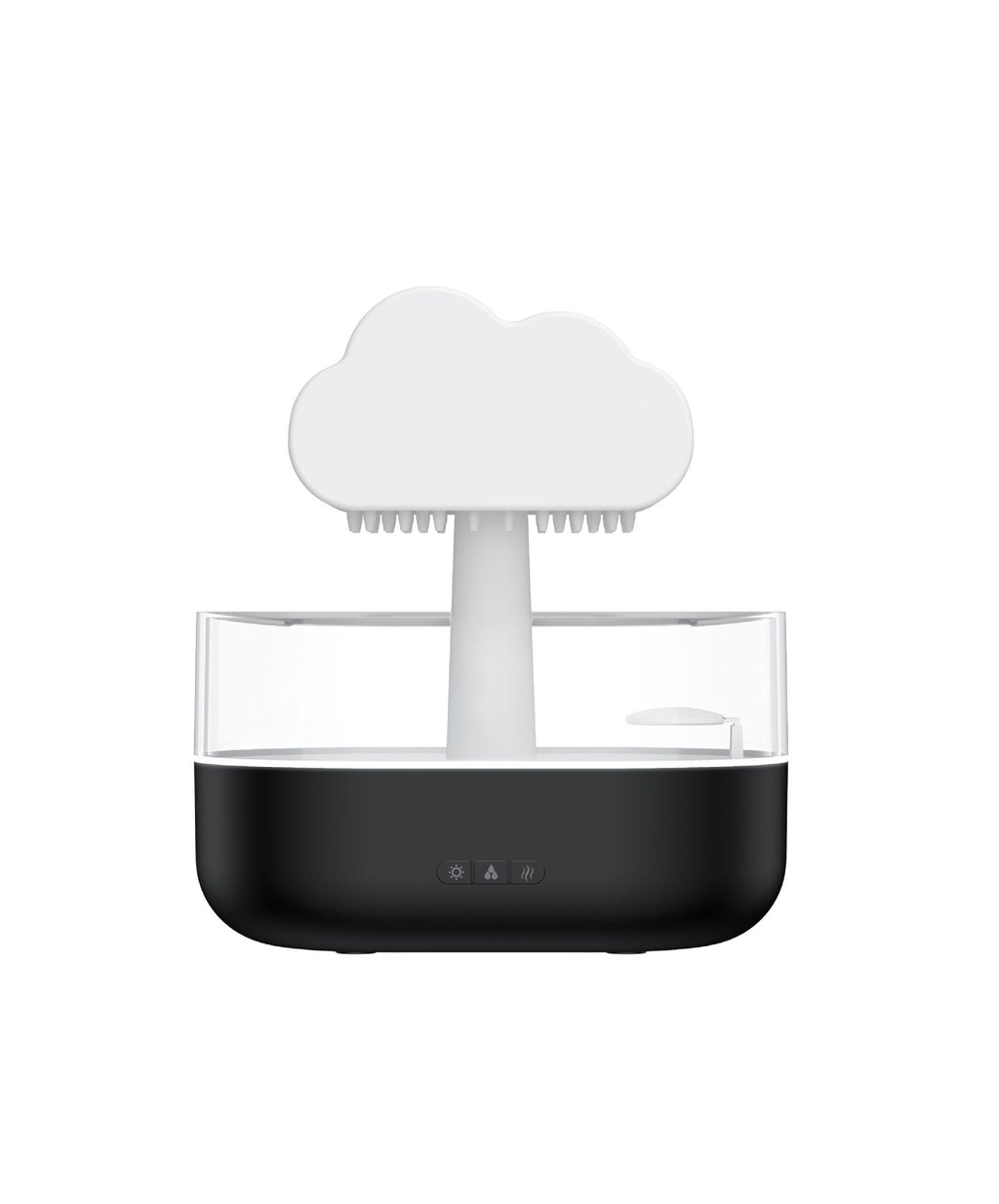 Black electronic device with a cloud-shaped top on a white background