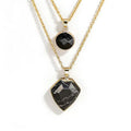 Fashionable Rhombus-shaped Teardrop Necklace With Red Inlaid Stones