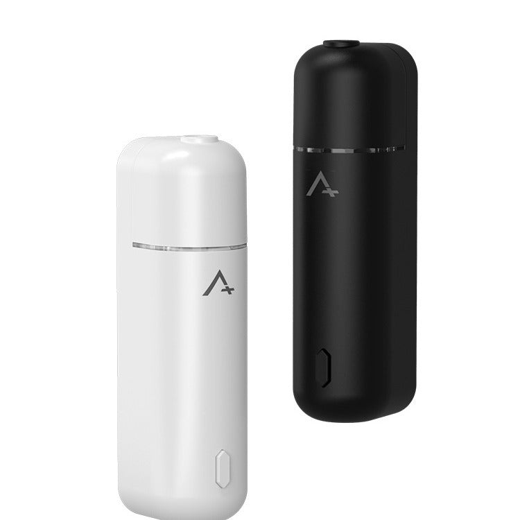 White and black cylindrical devices with a logo on a white background