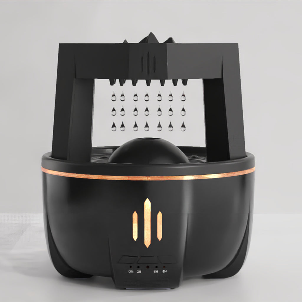 Black air fryer with a grating attachment on a light gray background