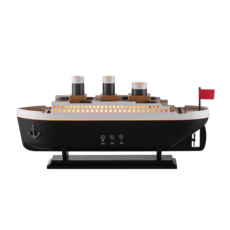 Model of a ship with control panel on a white background