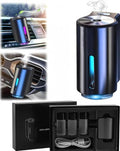 Car humidifier with packaging and usage in a car interior.