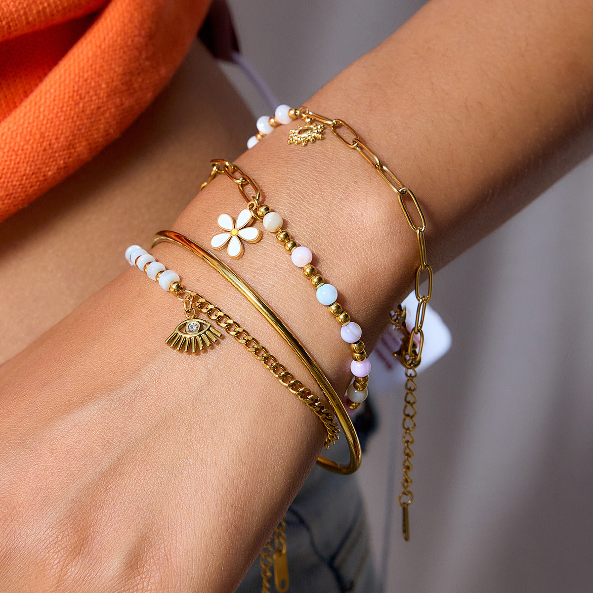 Instagram-style Fashion Accessory Handcrafted Beaded Bracelet With Natural Stones